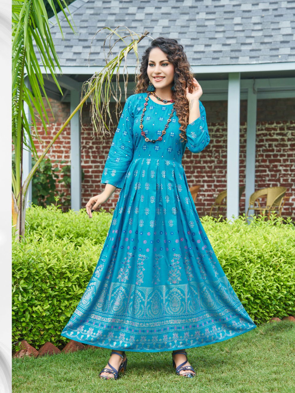 Hirwa Sunshine 1 Rayon Printed Ethnic Wear Long Anarkali Kurti Latest Collection